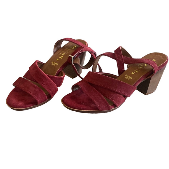 Mariella Red Suede Heeled Sandals – Size 6.5 - Picture 1 of 8